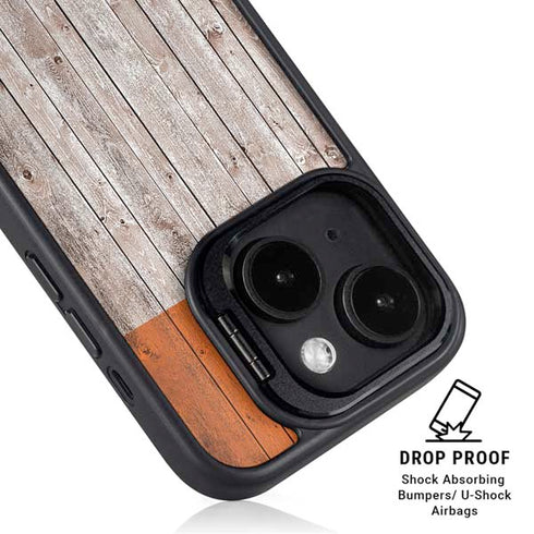 Ireland Flag Dark Wood iPhone 15 Plus Kickstand Case